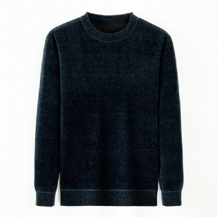 Herrestrikket Sweater Plus Tyk Fleecetrøje Med Rund Hals Og Løs Bund Skjorte