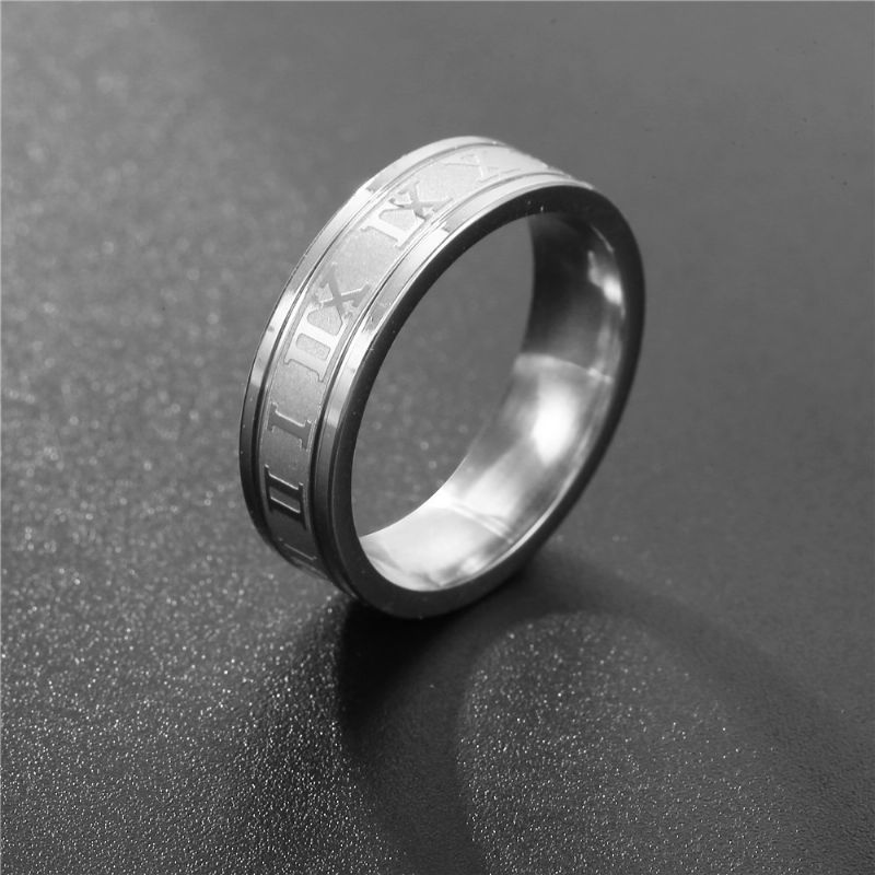 Hip-hop Punk Titanium Stål Ring Mand Rustfrit Romertal Parring