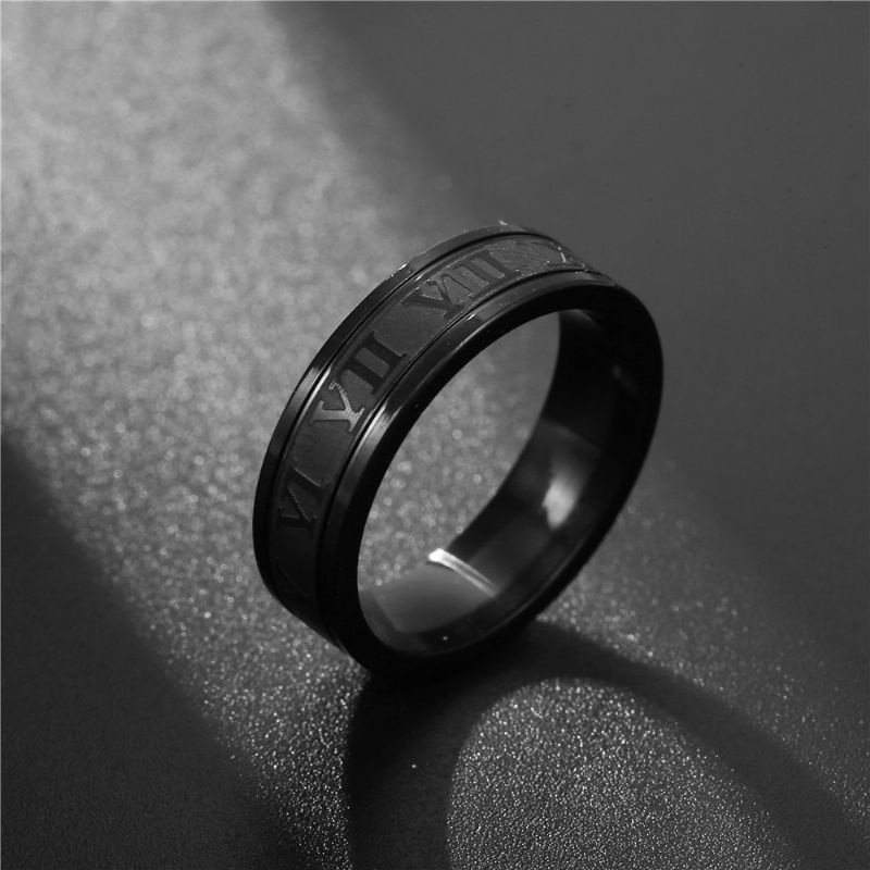 Hip-hop Punk Titanium Stål Ring Mand Rustfrit Romertal Parring