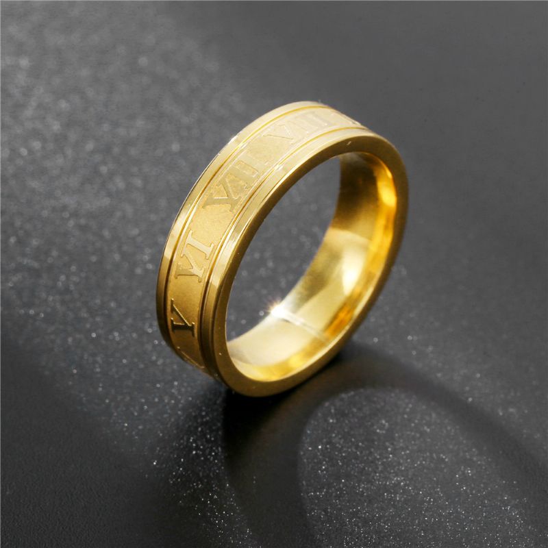 Hip-hop Punk Titanium Stål Ring Mand Rustfrit Romertal Parring