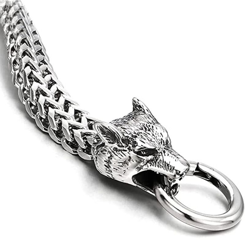 Hiphop Hip Hop Rock Mode Personlighed Tilbehør Mænds Titanium Stål Wolf Head Armbånd