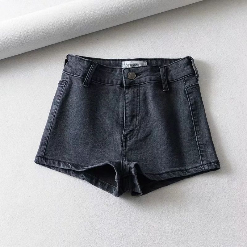 Høje Elastiske Denimshorts Kvinder Sommer Basic Stil En Knap Høj Talje Dametaske Hip Hot Pants