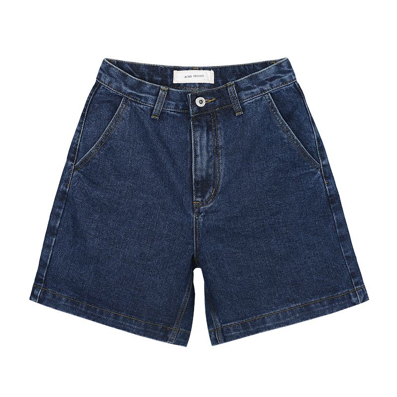 Højtaljede Brede Denimshorts Til Kvinder 2023 Forår Nye Retro Løse Bukser Med Lige Ben Fempunktsbukser