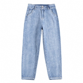 Højtaljede Jeans Dame Cropped Bukser Gulerod Casual Trend