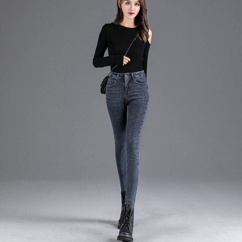 Højtaljede Jeans Damer Skinny Fashion Temperament Bukser Elastik