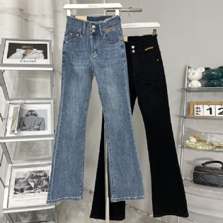 Jeans Dame Højtalje Trendy Stretch Flared Bukser