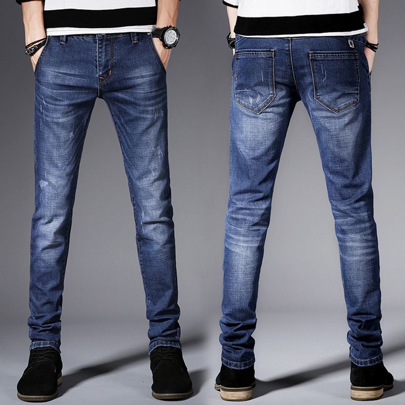 Jeans Mænd Slim Fit Casual Vinterbukser