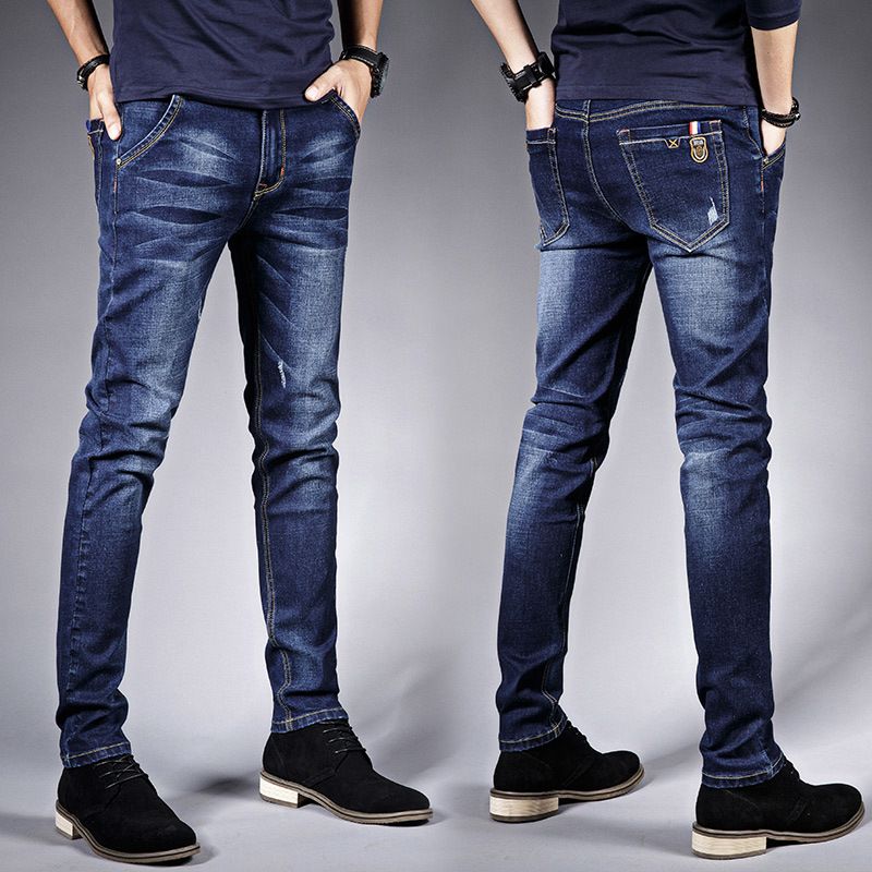 Jeans Mænd Slim Fit Casual Vinterbukser