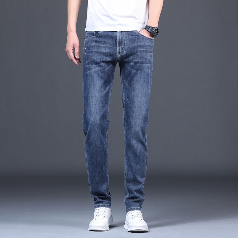 Jeans Til Mænd Lige Pasform Elastik Trendy Casual