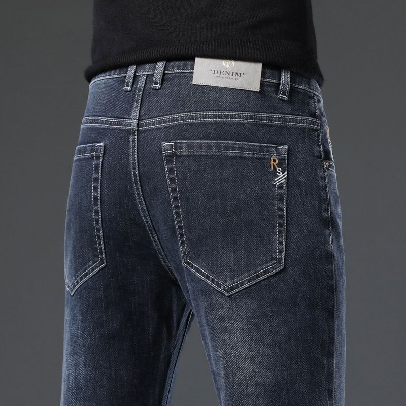 Jeans Til Mænd Lige Pasform Elastik Trendy Casual