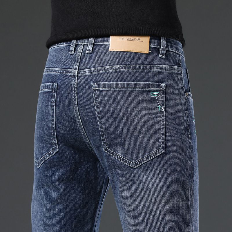 Jeans Til Mænd Lige Pasform Elastik Trendy Casual