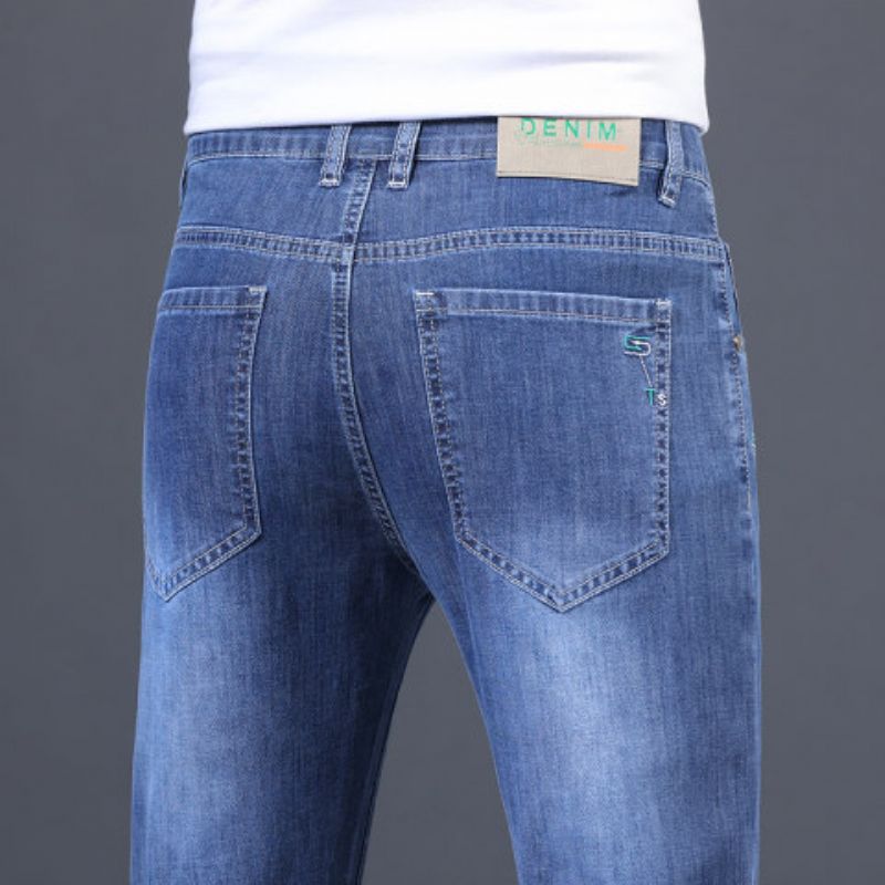 Jeans Til Mænd Lige Pasform Elastik Trendy Casual