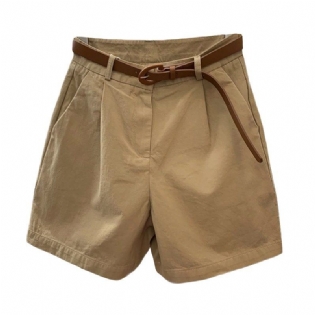 Khaki Cargo Shorts Dame Løs Høj Talje Fem Point Brede Ben Casual