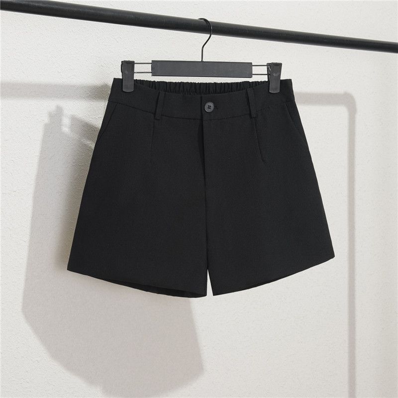 Khaki Shorts Dame Sort Tynd Sektion Løs Høj Talje A Word Casual Bukser Med Brede Ben