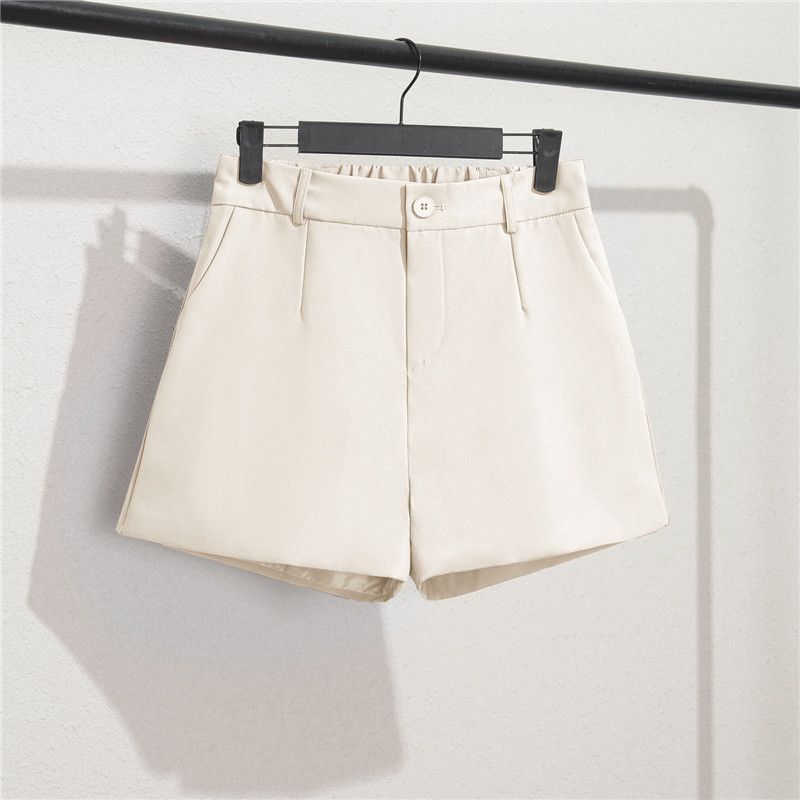 Khaki Shorts Dame Sort Tynd Sektion Løs Høj Talje A Word Casual Bukser Med Brede Ben