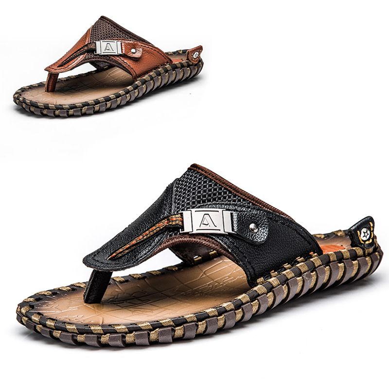 Koskind Komfortable Mænds Sandaler Hjemmesko Sko Sommer Strand Tøfler Store Størrelse Flip-flops Sko 38-48 Yards