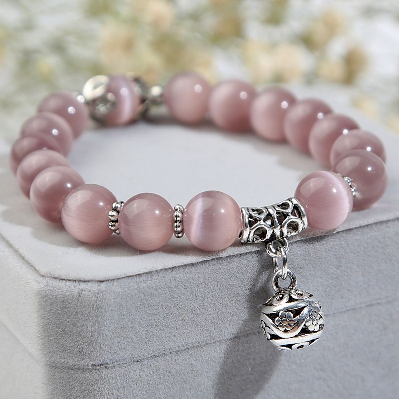 Krystal Opal Beaded Armbånd Enkelt Cirkel Hul Kugle Retro Kvinders Smykker