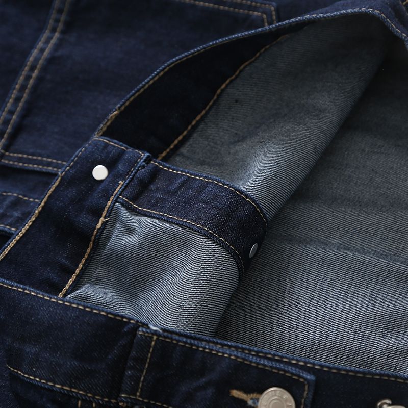 Kvinder Vintage Topstitched Cropped Denim Jakke Mørkeblå