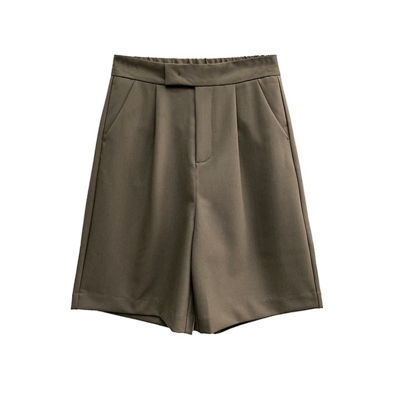 Kvinders Cropped Bukser Sorte Løse Brede Ben Høj Talje Shorts