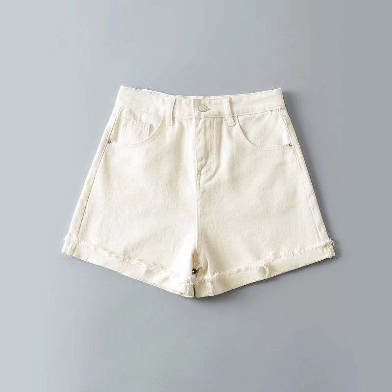 Kvinders Denimshorts Højtaljet Bredt Ben Regular Straight Rolled Fashion Casual