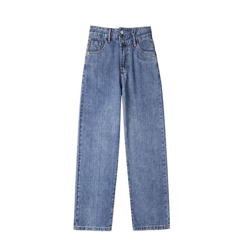 Kvinders Jeans Casual Løse Højtaljede Brede Ben