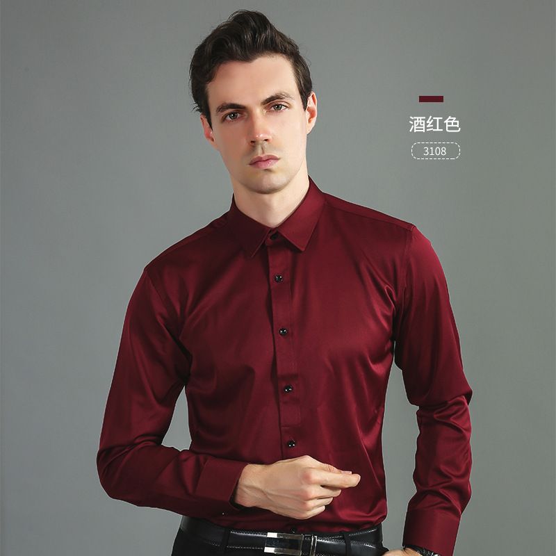 Langærmet Herreskjorte Burgundy Casual Blue