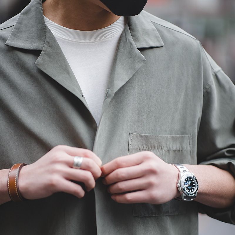 Langærmet Herreskjorte Layered Loose Peach Velvet Shirt Herre