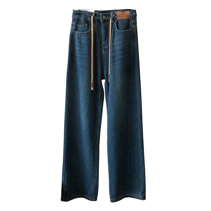 Lige Jeans Til Kvinder Fortykkede Varme Højtaljede Brede Ben