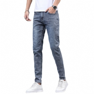 Lys-farvede Tynde Sektion Slim-fit Jeans Mænds Ni Point Ripped Pencil Bukser Trend