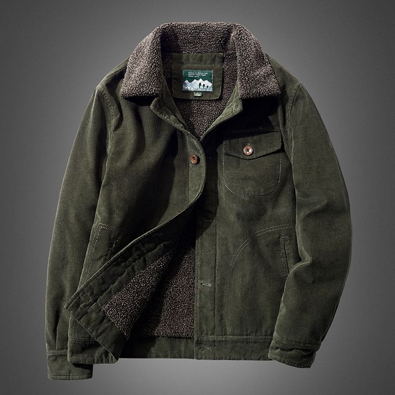 Mænd Jakke Lapel Loose Fit Single Breasted Solid Green