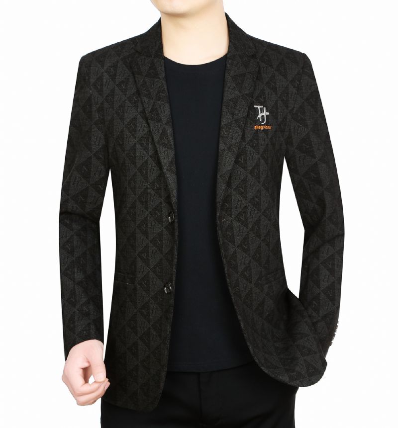 Mænds Business Casual Blazers Jakke Enkeltradet To Knapper Grå