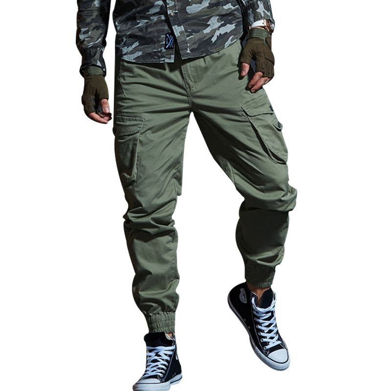 Mænds Casual Bukser Slim Fit Camouflage Benbukser Multi Pocket Overalls Sport