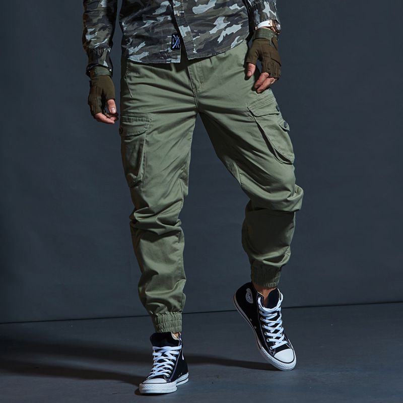 Mænds Casual Bukser Slim Fit Camouflage Benbukser Multi Pocket Overalls Sport