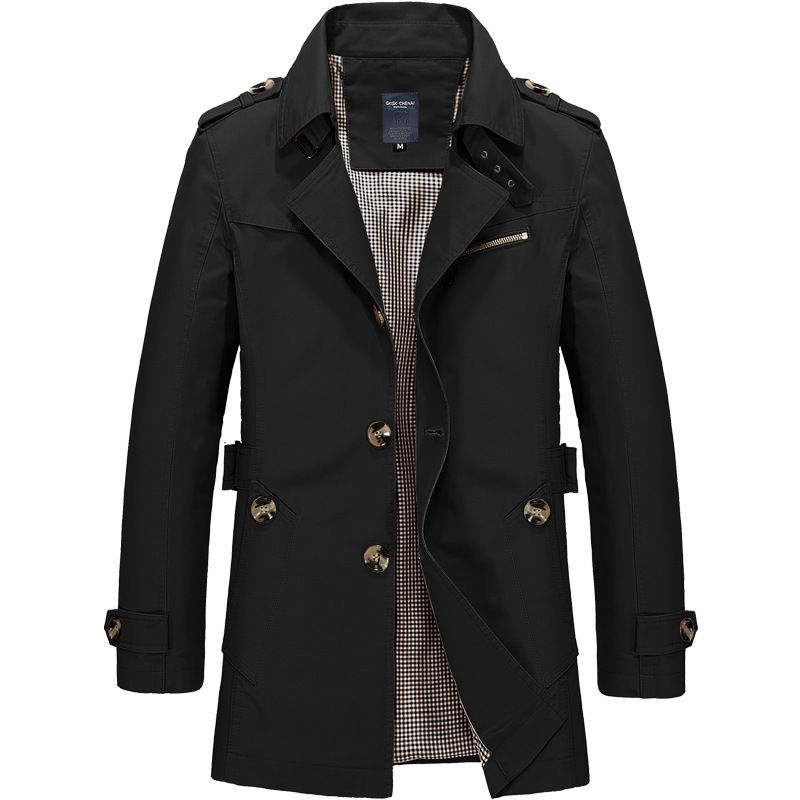 Mænds Jakker Casual Trench Coat Stand Krave Ensfarvet