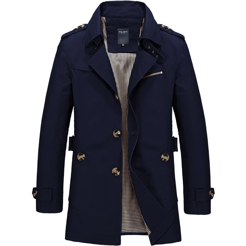 Mænds Jakker Casual Trench Coat Stand Krave Ensfarvet