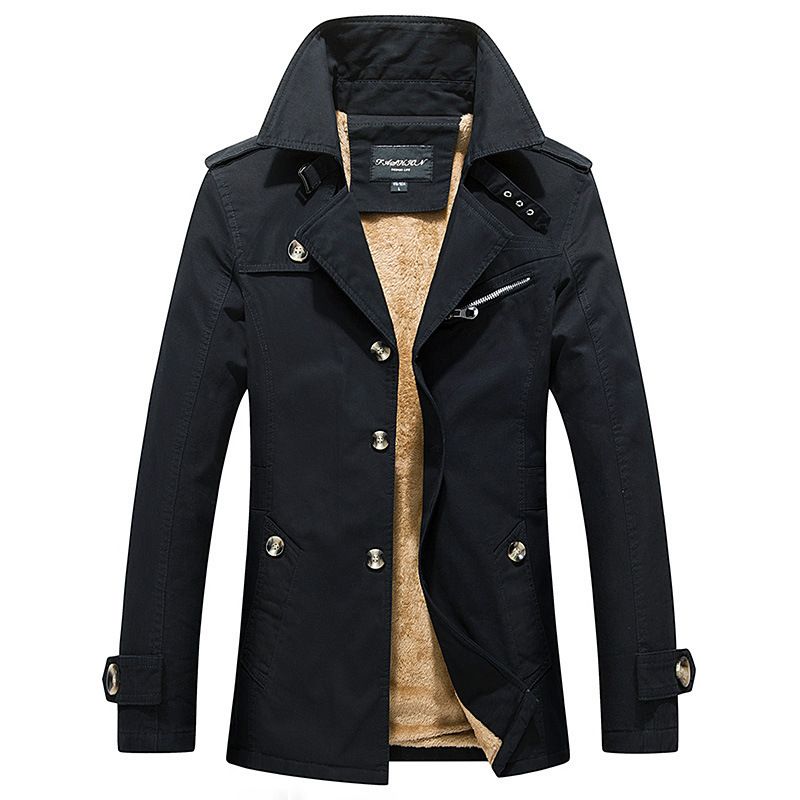 Mænds Jakker Casual Trench Coat Stand Krave Ensfarvet