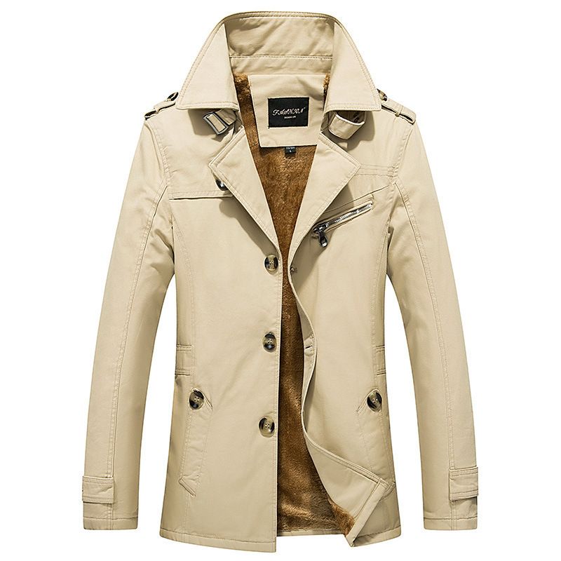 Mænds Jakker Casual Trench Coat Stand Krave Ensfarvet