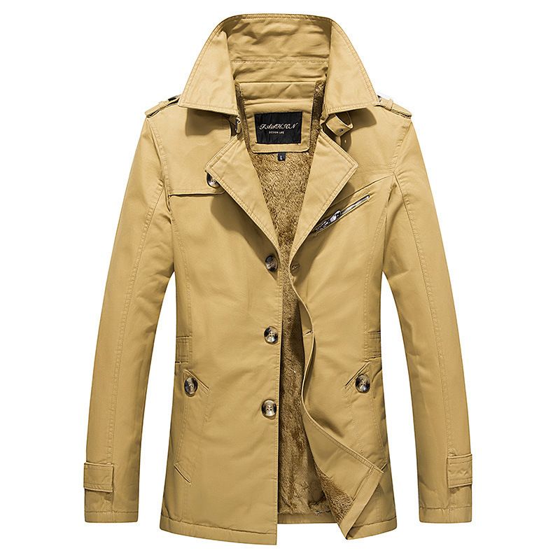 Mænds Jakker Casual Trench Coat Stand Krave Ensfarvet