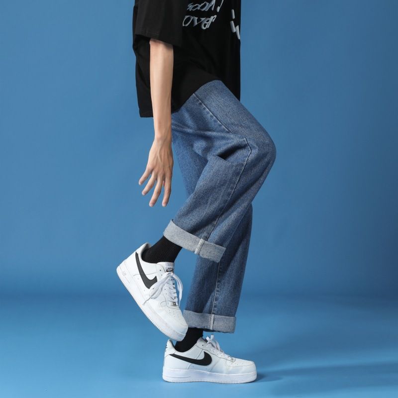 Mænds Jeans Løse Lige Drapere Trendy Casual