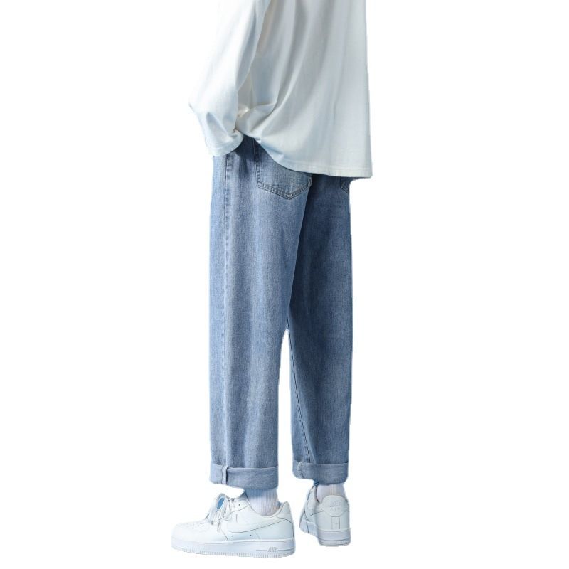 Mænds Jeans Løse Lige Drapere Trendy Casual