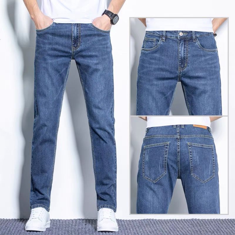 Mænds Jeans Løse Straight Stretch Slim Fit Bukser Casual Trend