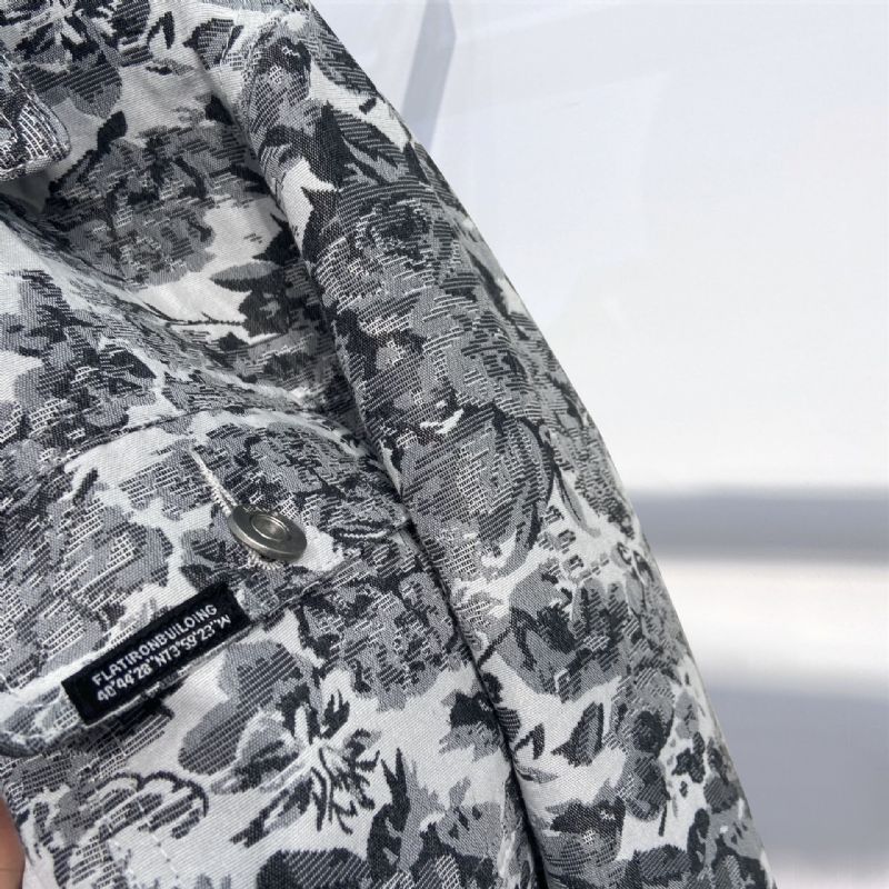 Mænds Off-white Broderet Jacquard Arbejdstøj Casual Jakke Blomsterfrakke