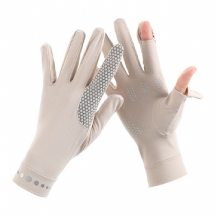 Mænds Og Kvinders Elastiske Ensfarvede Berøringsskærme Anti-ultraviolette Handsker Lette Og Åndbare Fingerfri Skridsikker Kørsel Og Ridning
