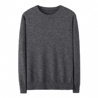 Mænds Sweater Casual Løs Bund Strikket Rund Hals Ensfarvet Trend