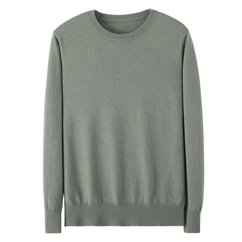 Mænds Sweater Casual Løs Bund Strikket Rund Hals Ensfarvet Trend