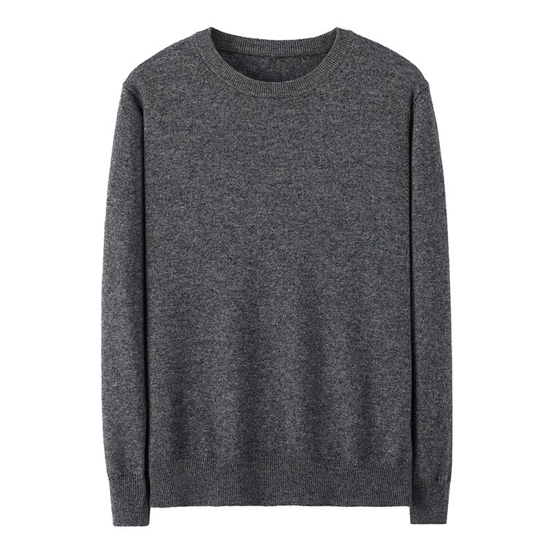 Mænds Sweater Casual Løs Bund Strikket Rund Hals Ensfarvet Trend