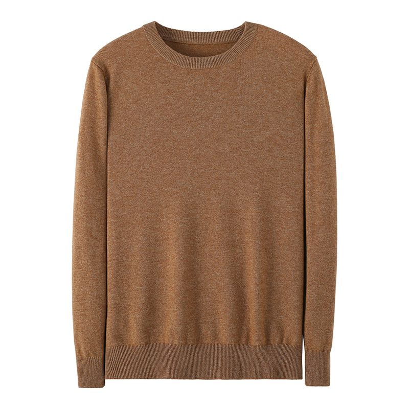 Mænds Sweater Casual Løs Bund Strikket Rund Hals Ensfarvet Trend