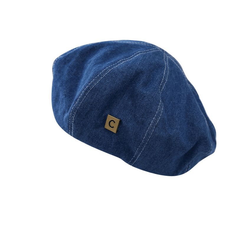 Mode Lille Belle Hat Style Maler Hat Retro Denim Baretter Piger