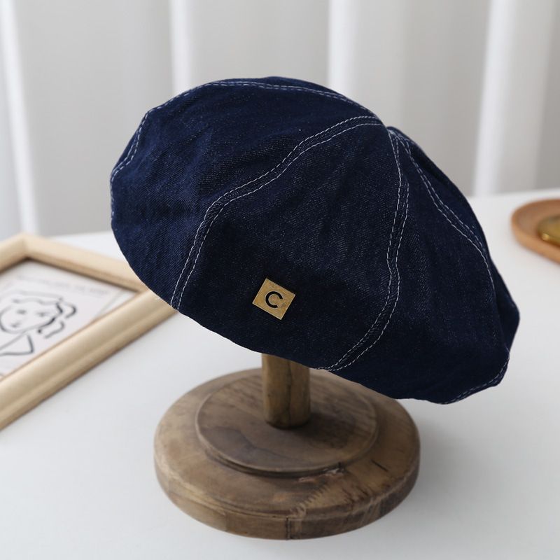 Mode Lille Belle Hat Style Maler Hat Retro Denim Baretter Piger