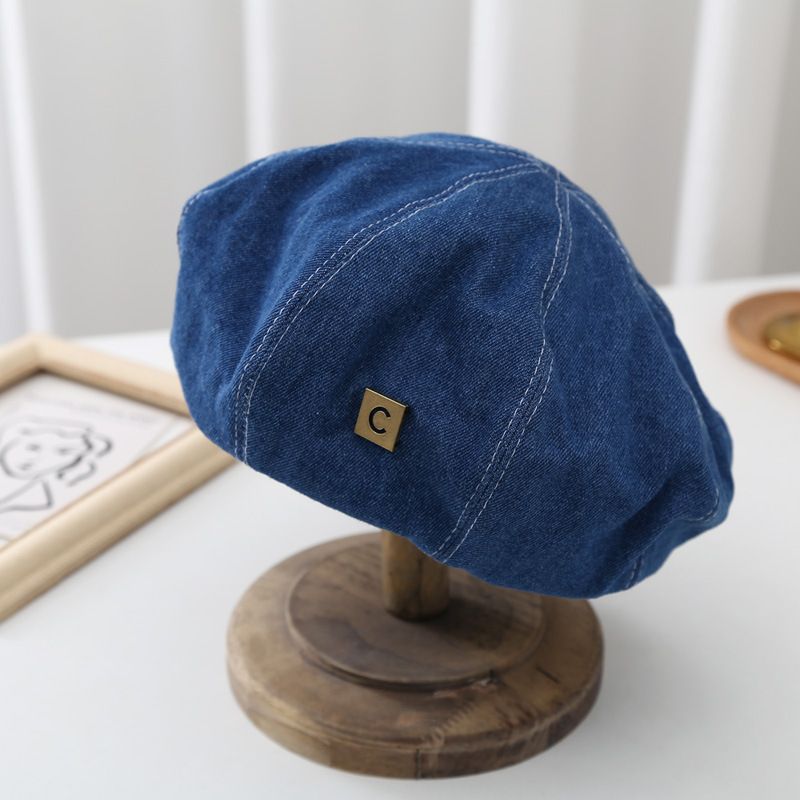 Mode Lille Belle Hat Style Maler Hat Retro Denim Baretter Piger